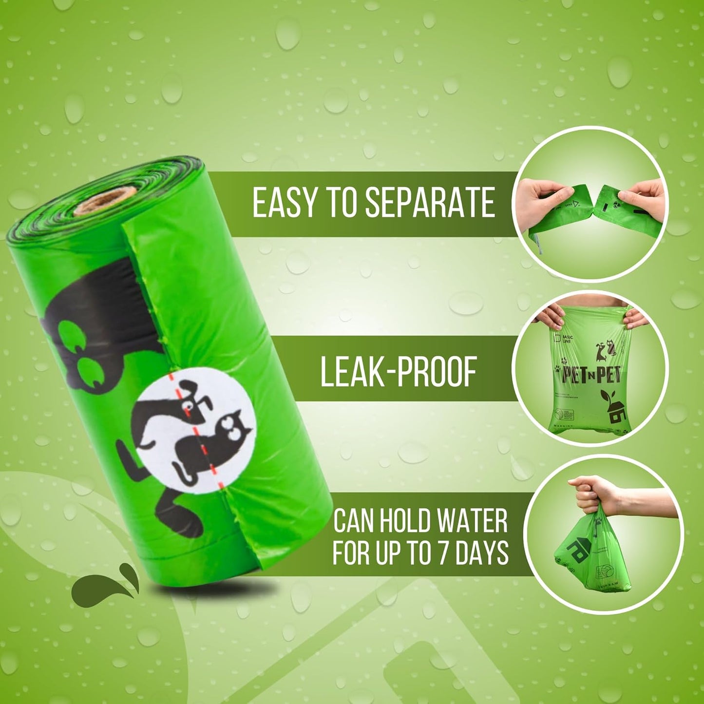 1080 Count Dog Poop Bags USDA 41 Percent Plant Based 60 Rolls of Strong & Thick Dog Waste Poo Bags 9X13 Green Unscented Poop Holder