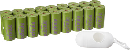 Dog Poop Bags with Dispenser and Leash Clip, 33.02 X 22.86 CM, Cucumber Scented - 270 Bags (18 Rolls)